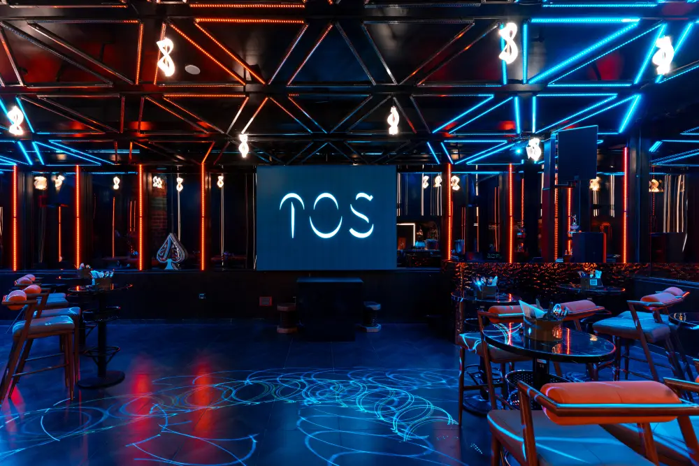 Laser and light show over the dance floor at TOS Club